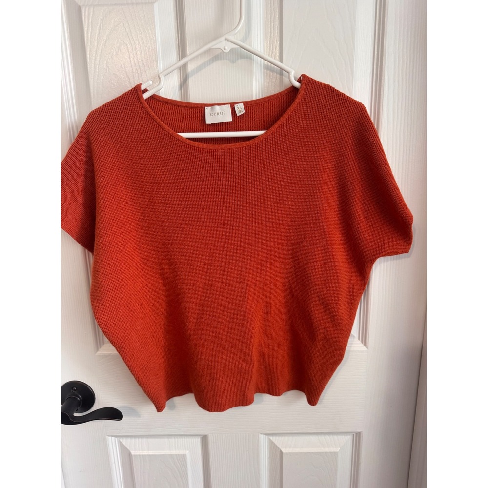 Cyrus Burnt Orange Textured Knit Dolman Sleeve Sweater Women's XS Soft Top